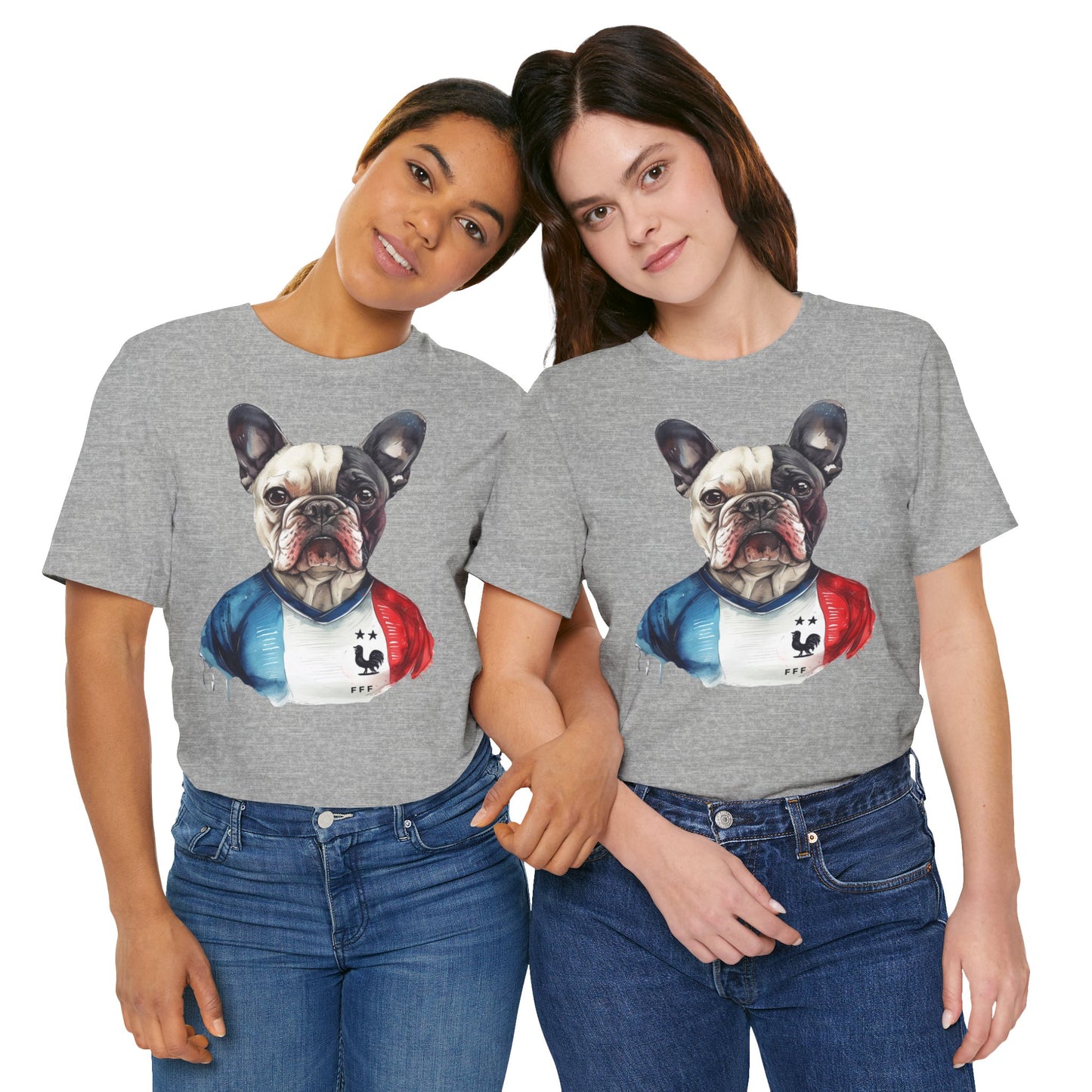 Unisex T-Shirt Fußball Fan Wuffis I EM 2024 I Französische Bulldogge I Team Frankreich