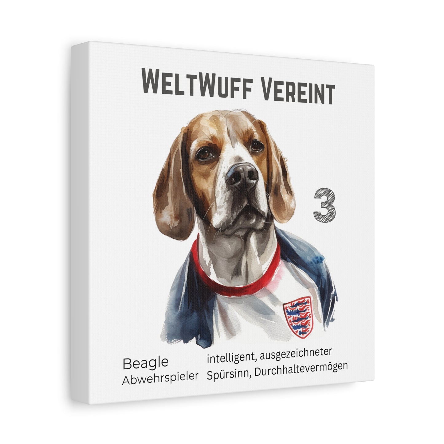 WeltWuff Vereint I Anpassbare Leinwand I Kreativer Ausdruck für Hundeliebhaber und Fußballfans I Beagle