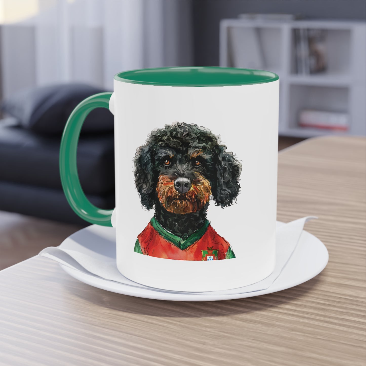 Hunde Tasse Fußball Fan Wuffis I EM 2024 I Portugiesischer Wasserhund I Team Portugal