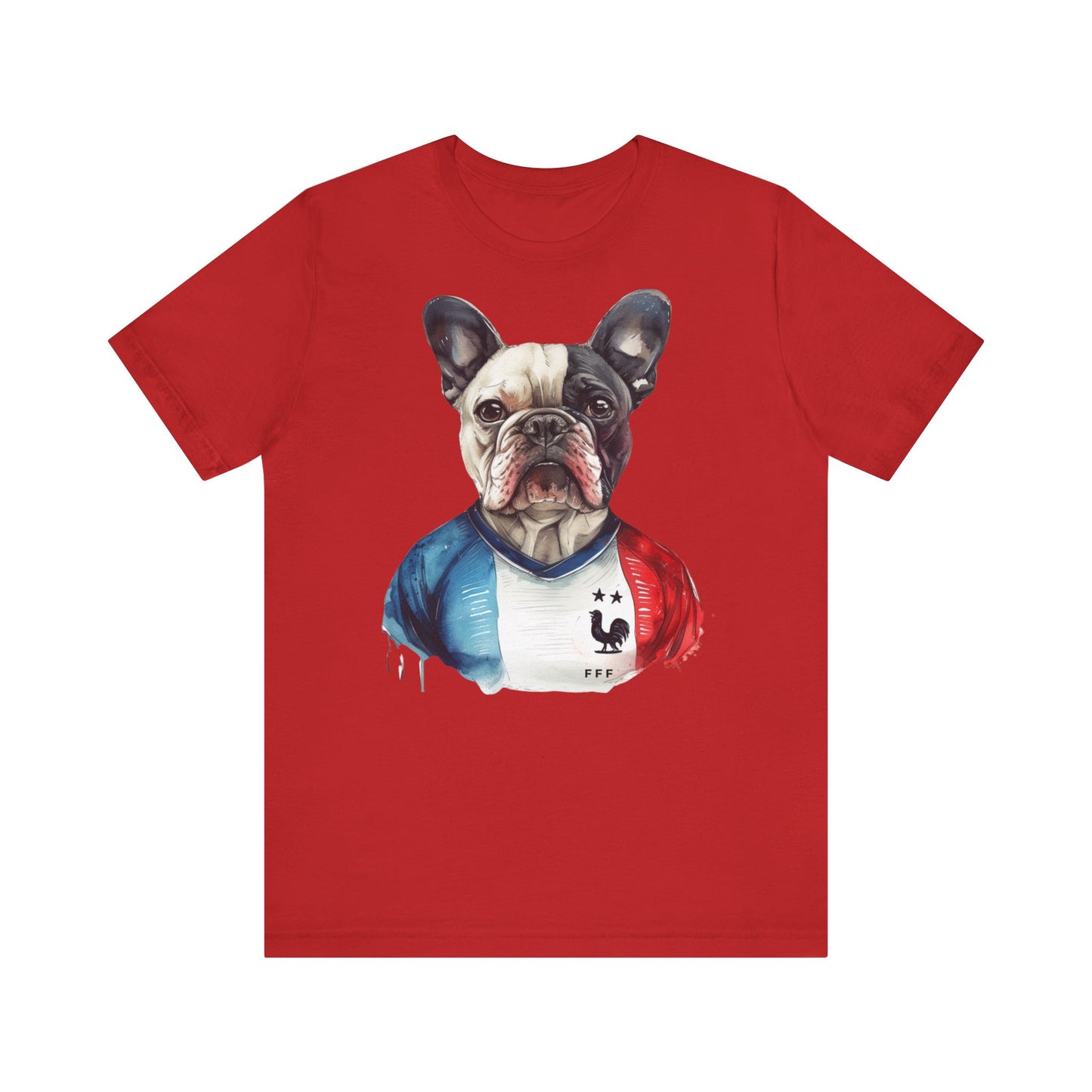 Unisex T-Shirt Fußball Fan Wuffis I EM 2024 I Französische Bulldogge I Team Frankreich