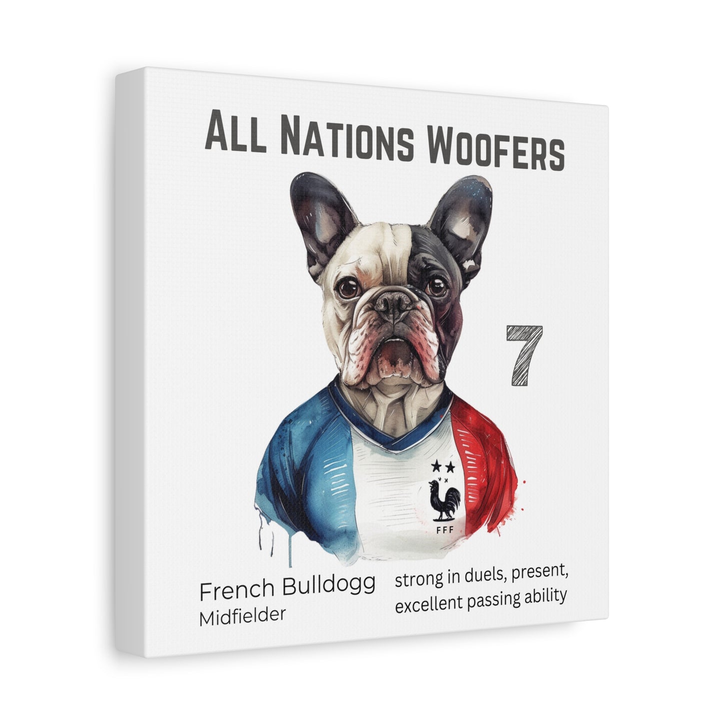 All Nations Woofers I Anpassbare Leinwand I Kreativer Ausdruck für Hundeliebhaber und Fußballfans I Französische Bulldogge