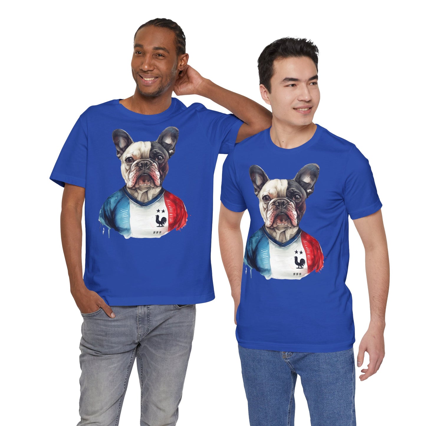 Unisex T-Shirt Fußball Fan Wuffis I EM 2024 I Französische Bulldogge I Team Frankreich