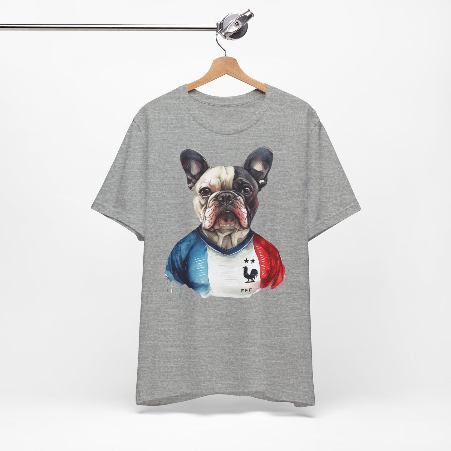 Unisex T-Shirt Fußball Fan Wuffis I EM 2024 I Französische Bulldogge I Team Frankreich