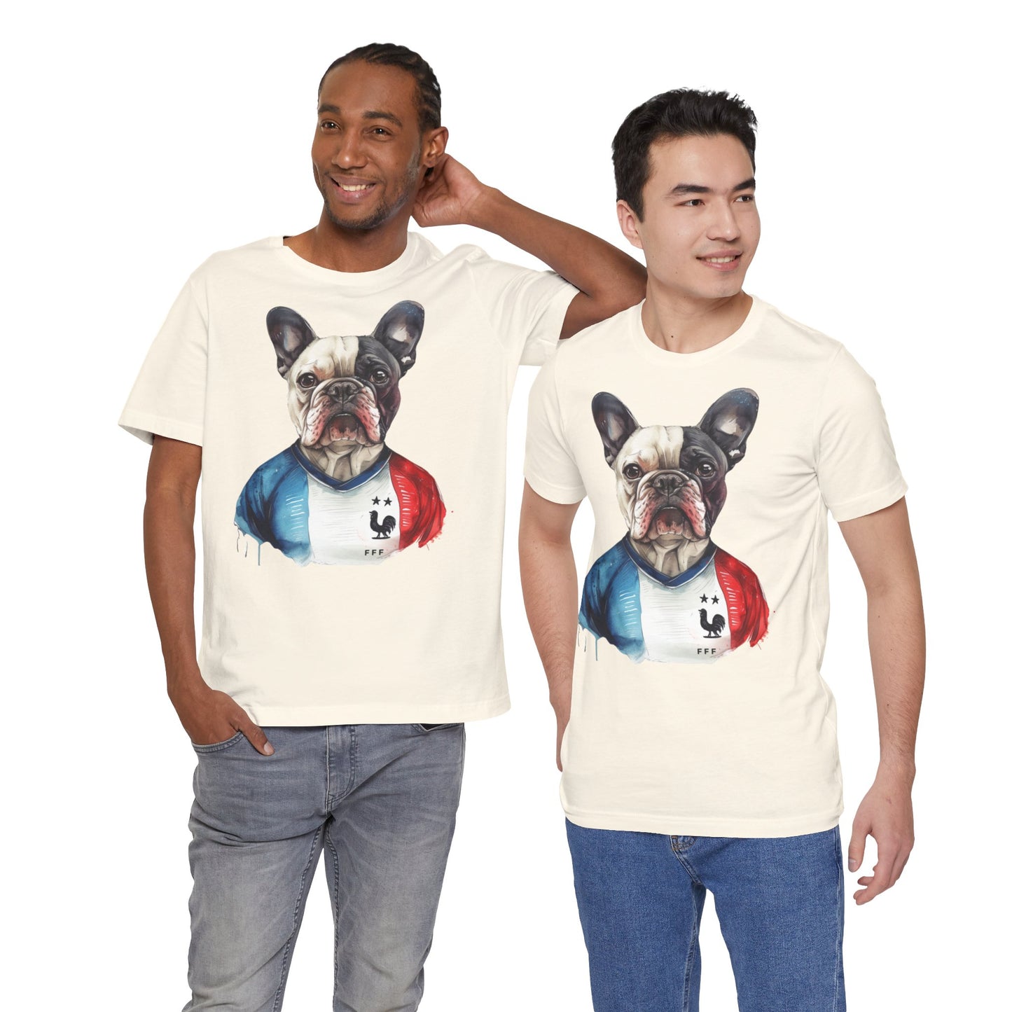 Unisex T-Shirt Fußball Fan Wuffis I EM 2024 I Französische Bulldogge I Team Frankreich