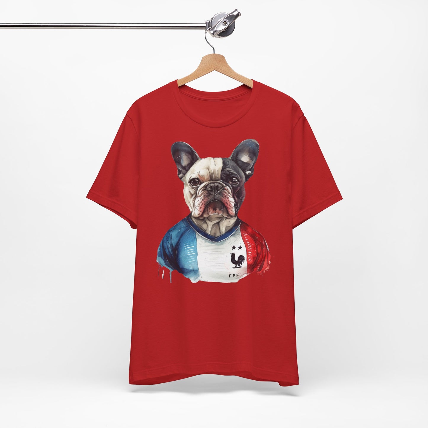 Unisex T-Shirt Fußball Fan Wuffis I EM 2024 I Französische Bulldogge I Team Frankreich