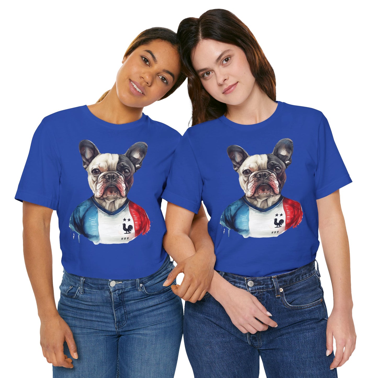 Unisex T-Shirt Fußball Fan Wuffis I EM 2024 I Französische Bulldogge I Team Frankreich