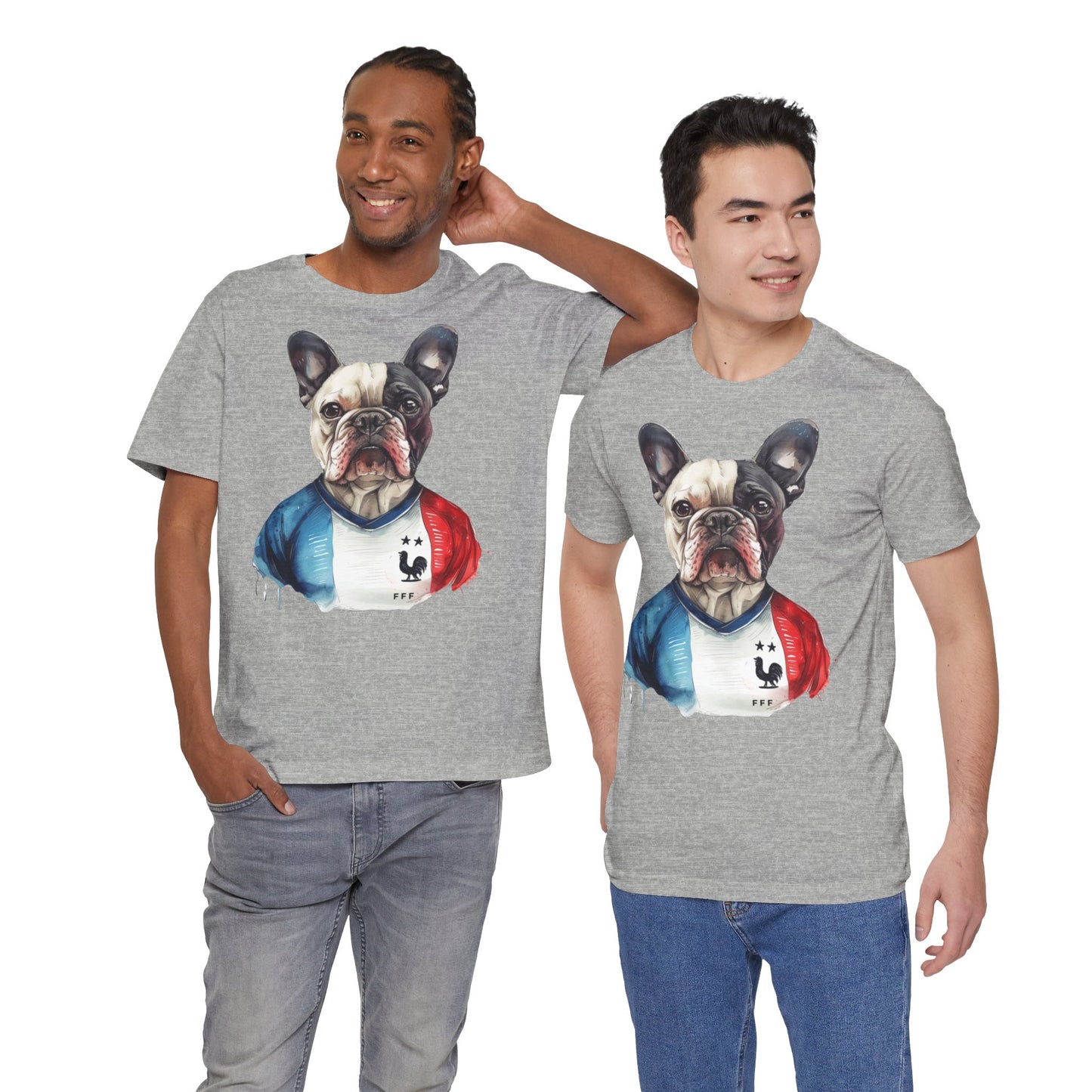 Unisex T-Shirt Fußball Fan Wuffis I EM 2024 I Französische Bulldogge I Team Frankreich