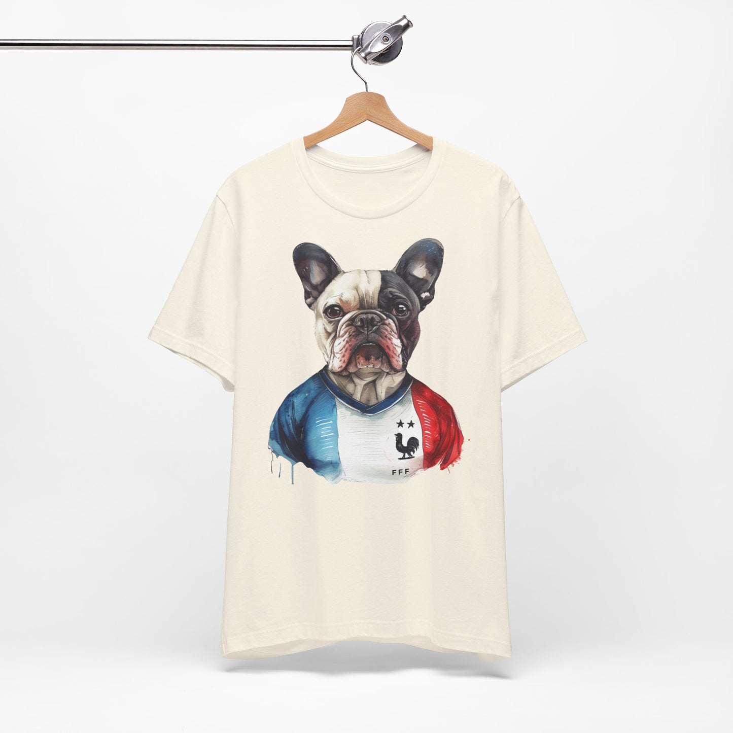 Unisex T-Shirt Fußball Fan Wuffis I EM 2024 I Französische Bulldogge I Team Frankreich