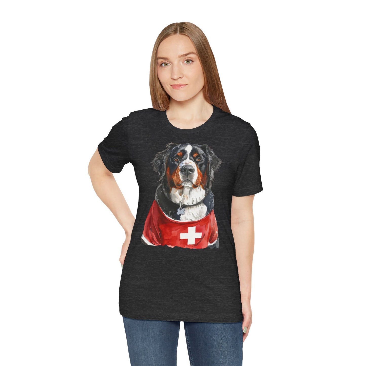 Unisex T-Shirt Fußball Fan Wuffis I EM 2024 I Berner Sennenhund I Team Schweiz