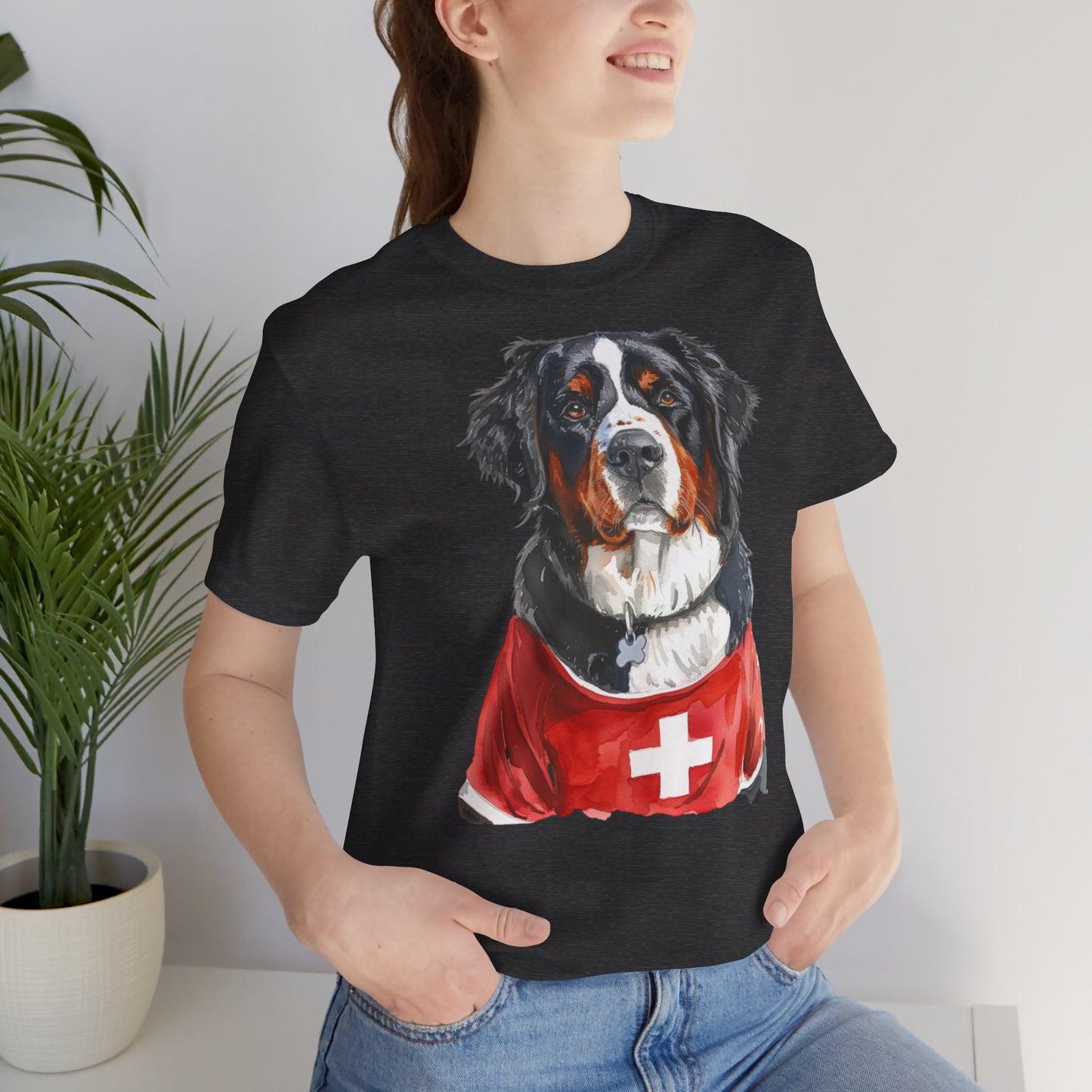 Unisex T-Shirt Fußball Fan Wuffis I EM 2024 I Berner Sennenhund I Team Schweiz