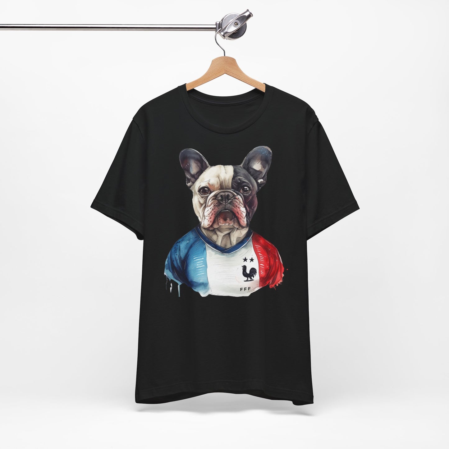 Unisex T-Shirt Fußball Fan Wuffis I EM 2024 I Französische Bulldogge I Team Frankreich