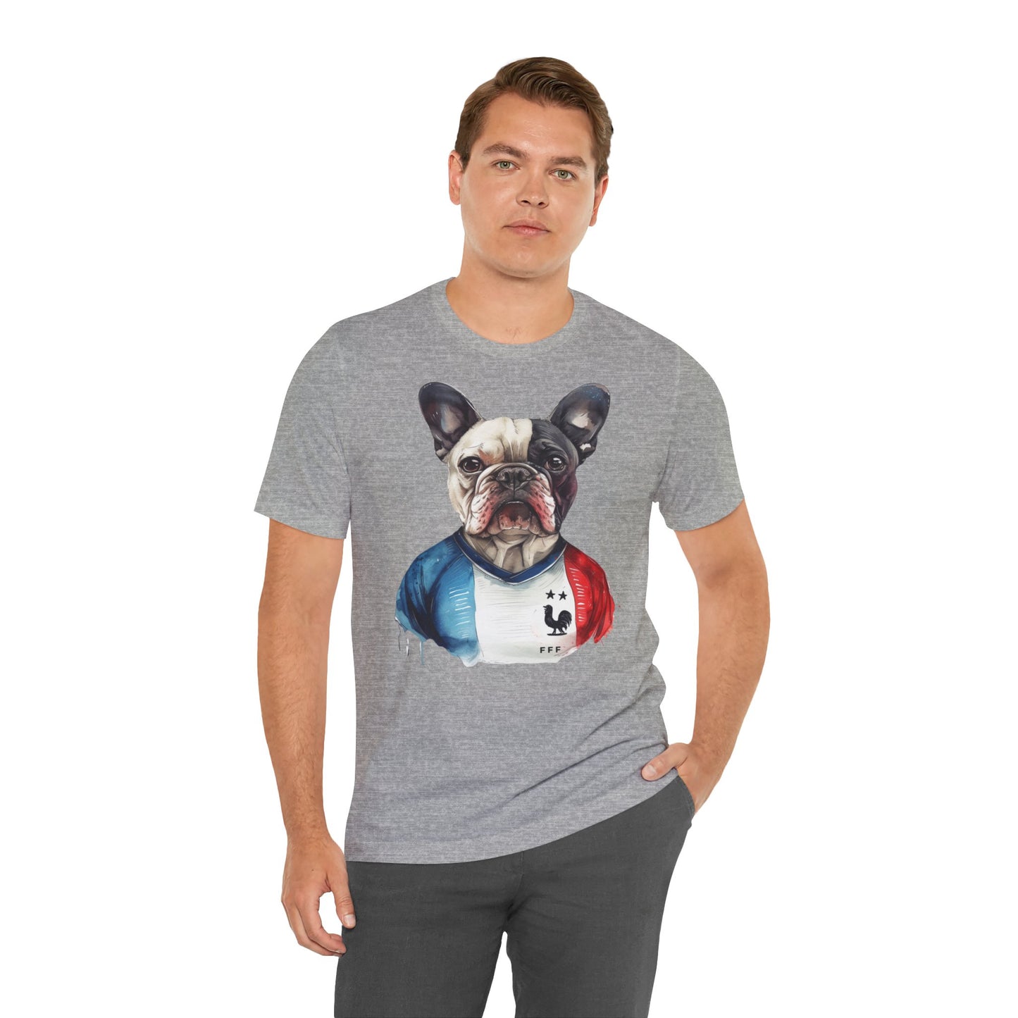 Unisex T-Shirt Fußball Fan Wuffis I EM 2024 I Französische Bulldogge I Team Frankreich