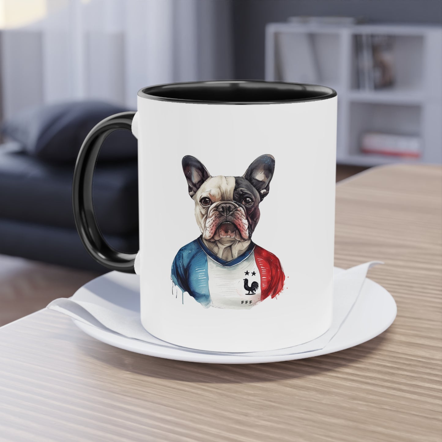 Hunde Tasse Fußball Fan Wuffis I EM 2024 I Französische Bulldogge I Team Frankreich