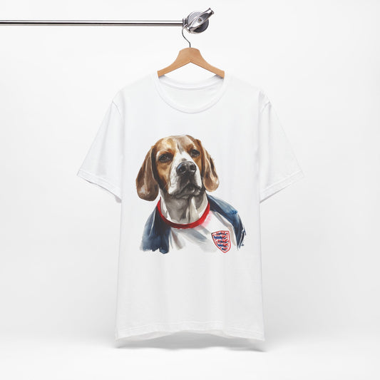 T-Shirt mit Hund Beagle im Fußball Trikot England