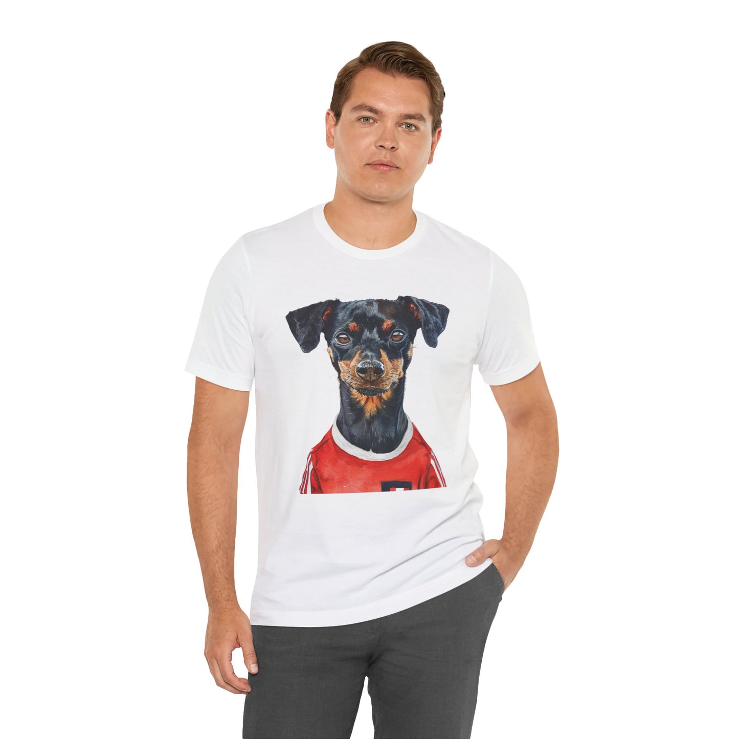 Unisex T-Shirt Fußball Fan Wuffis I EM 2024 I Österreichischer Pinscher I Team Österreich