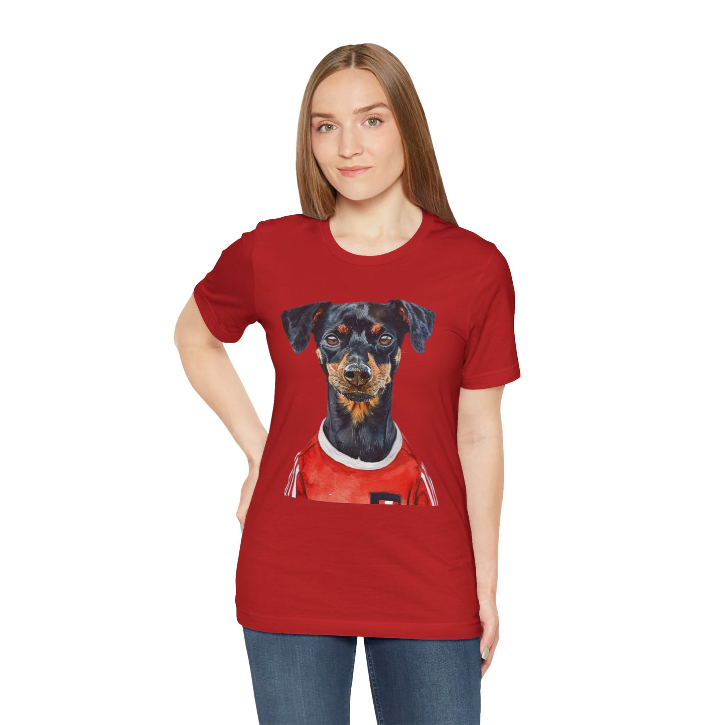 Unisex T-Shirt Fußball Fan Wuffis I EM 2024 I Österreichischer Pinscher I Team Österreich