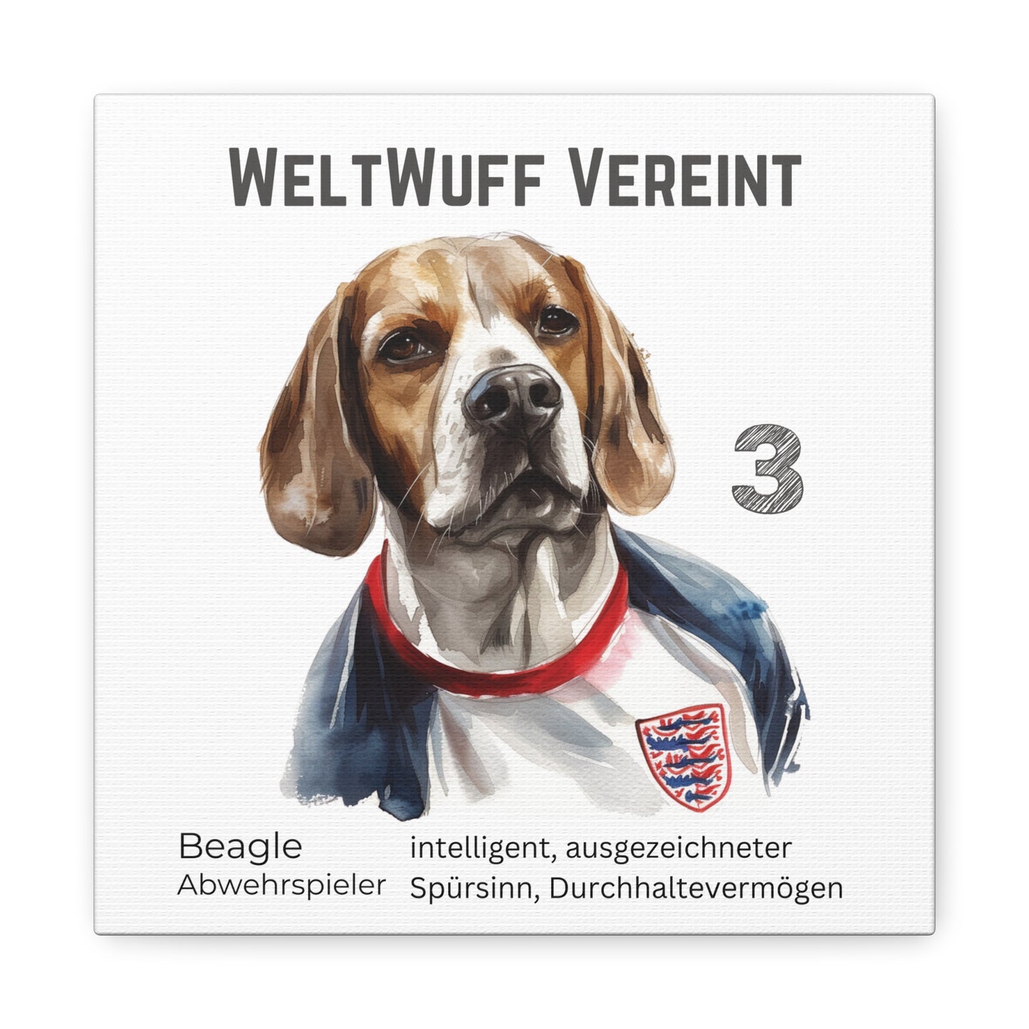 WeltWuff Vereint I Anpassbare Leinwand I Kreativer Ausdruck für Hundeliebhaber und Fußballfans I Beagle