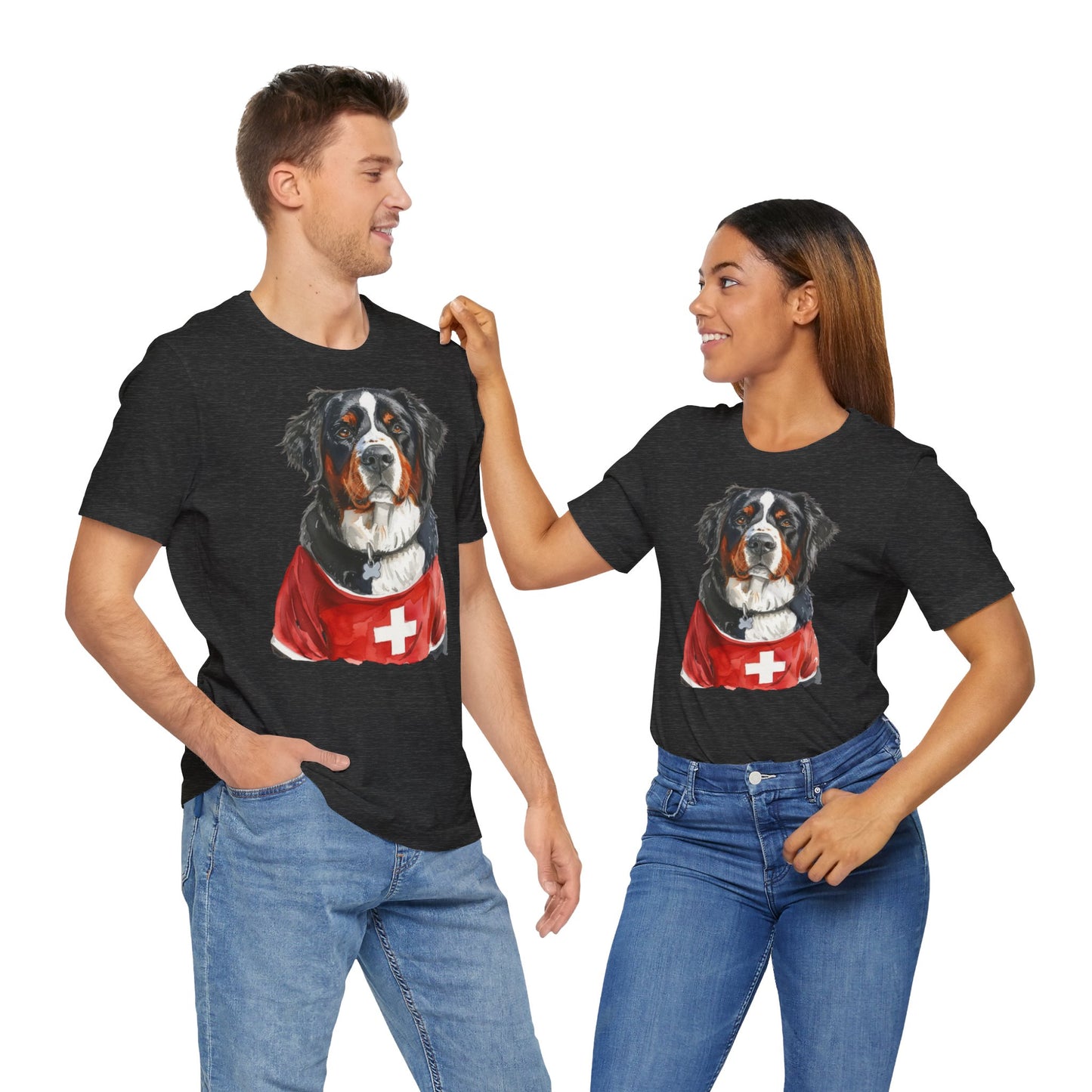 Unisex T-Shirt Fußball Fan Wuffis I EM 2024 I Berner Sennenhund I Team Schweiz