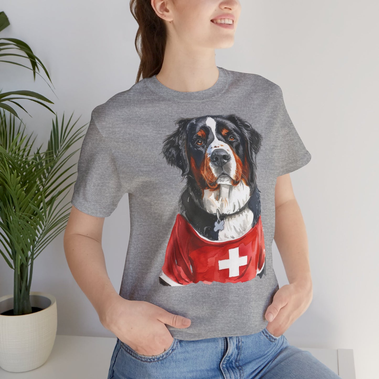 Unisex T-Shirt Fußball Fan Wuffis I EM 2024 I Berner Sennenhund I Team Schweiz