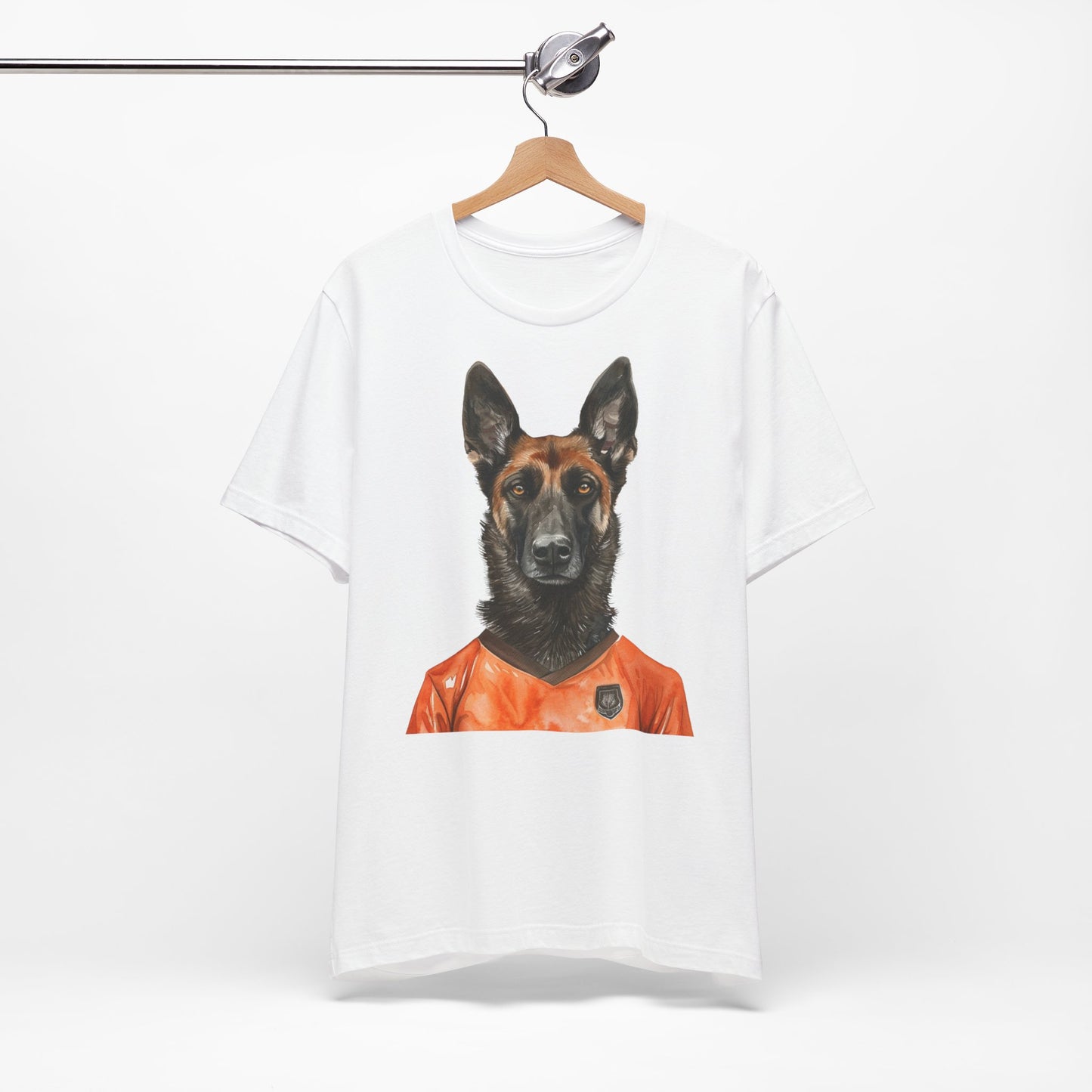 T Shirt mit Motiv Hund im Fußball Trikot Holland