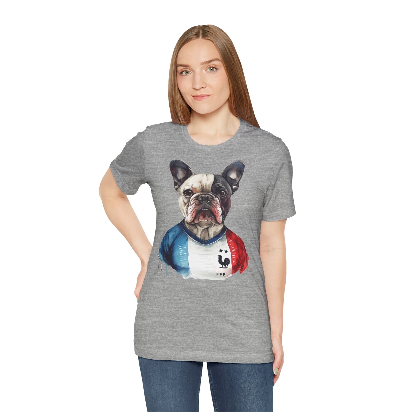 Unisex T-Shirt Fußball Fan Wuffis I EM 2024 I Französische Bulldogge I Team Frankreich