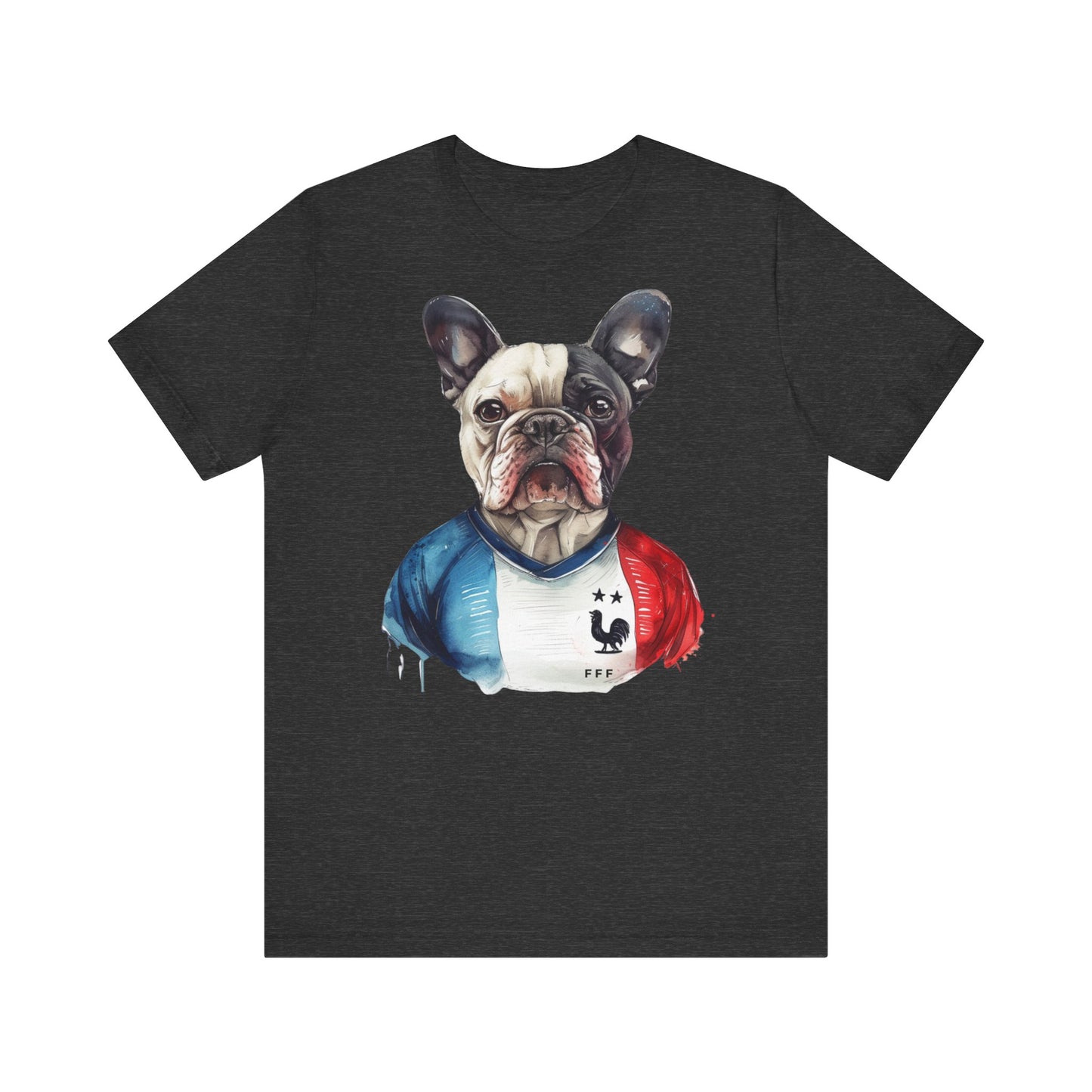 Unisex T-Shirt Fußball Fan Wuffis I EM 2024 I Französische Bulldogge I Team Frankreich