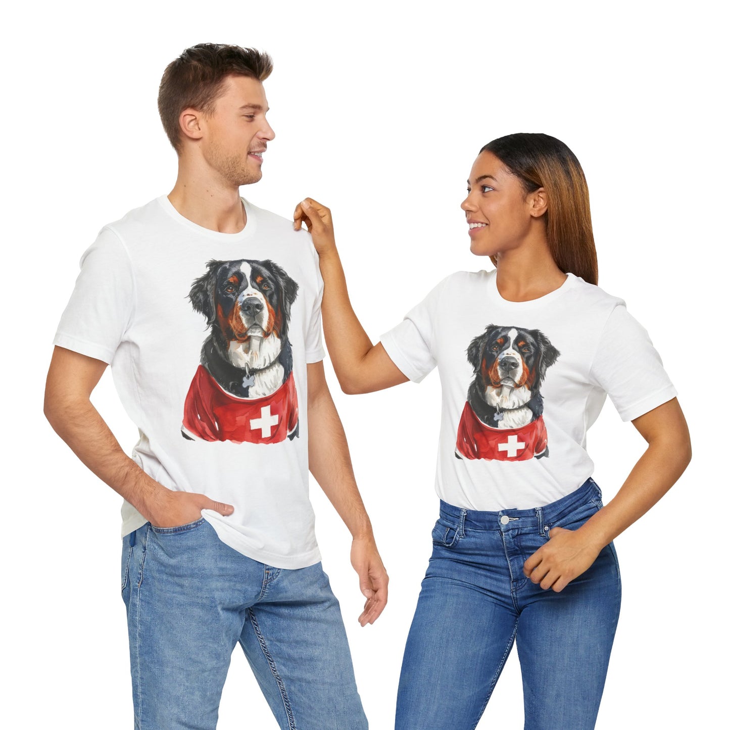 Unisex T-Shirt Fußball Fan Wuffis I EM 2024 I Berner Sennenhund I Team Schweiz