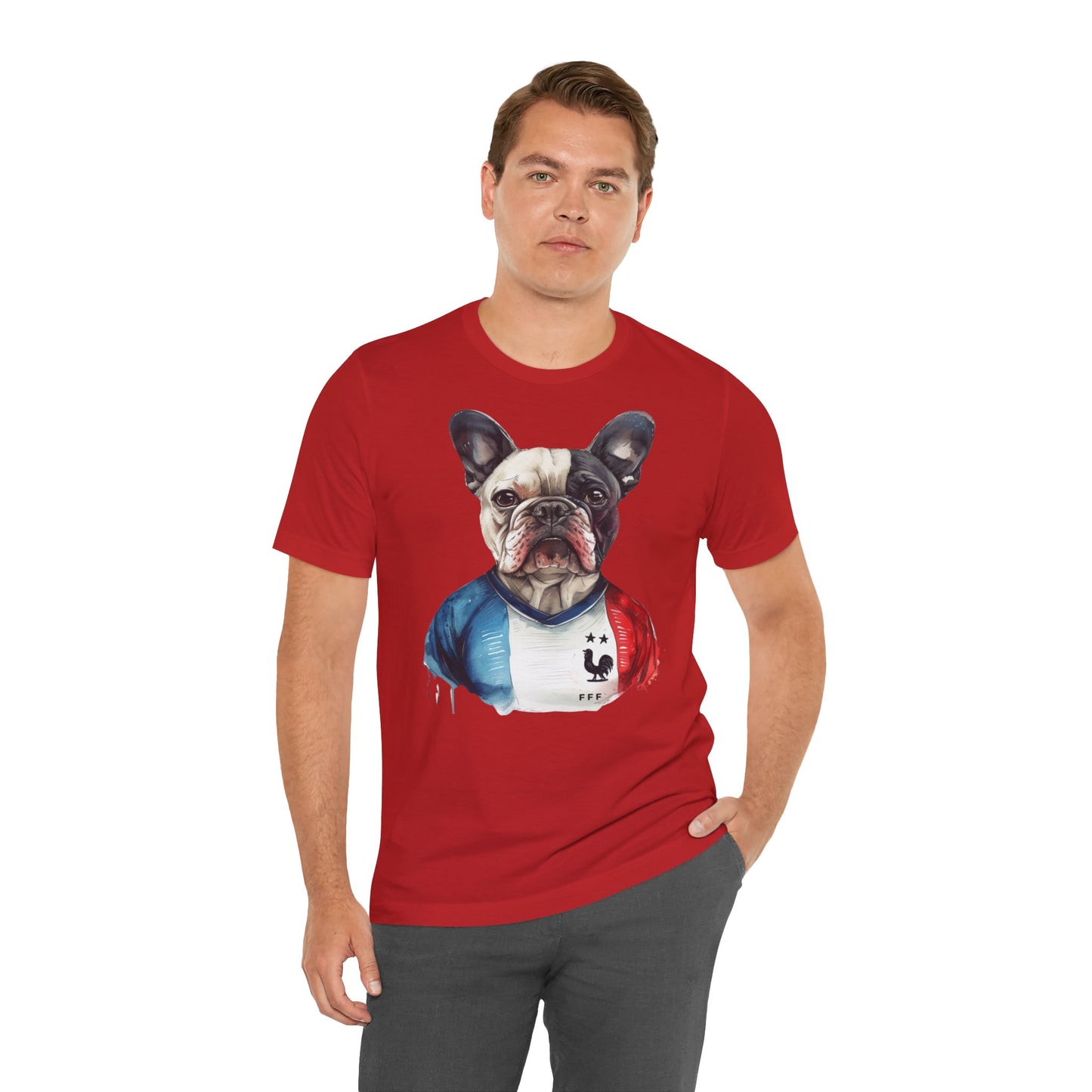 Unisex T-Shirt Fußball Fan Wuffis I EM 2024 I Französische Bulldogge I Team Frankreich