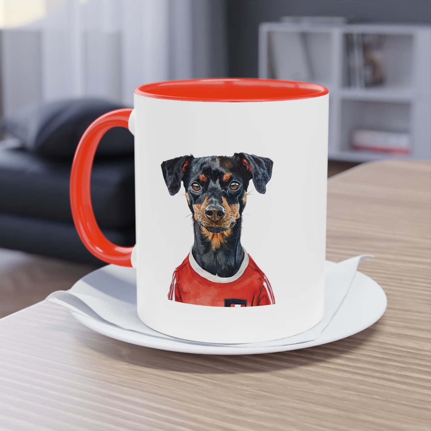 Hunde Tasse Fußball Fan Wuffis I EM 2024 I Österreichischer Pinscher I Team Österreich