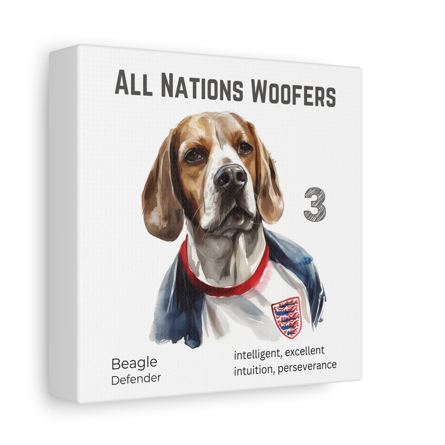 Beagle Portrait im Fußballtrikot England