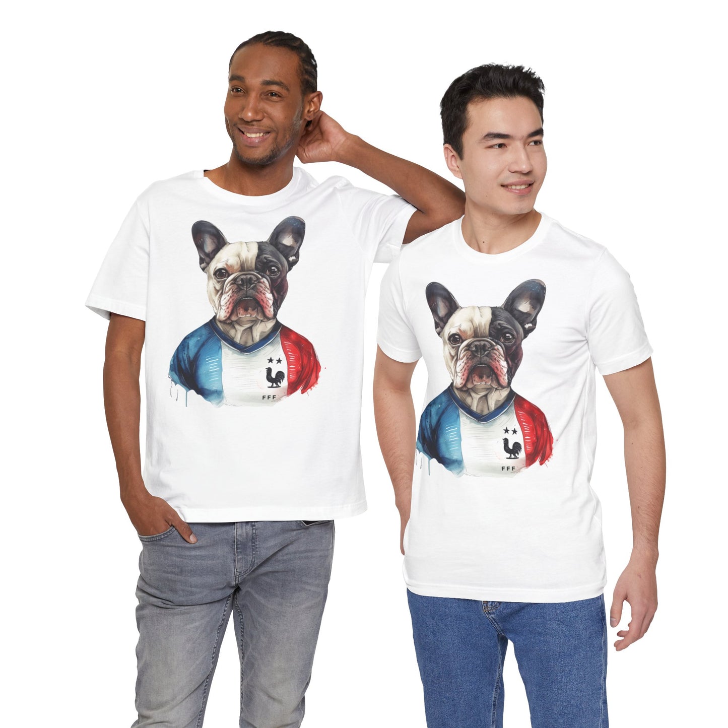 Unisex T-Shirt Fußball Fan Wuffis I EM 2024 I Französische Bulldogge I Team Frankreich