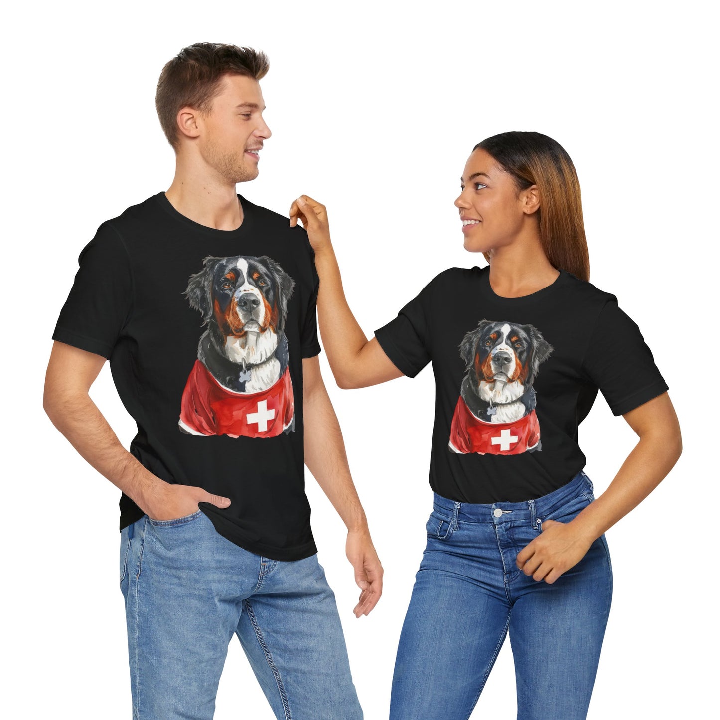 Unisex T-Shirt Fußball Fan Wuffis I EM 2024 I Berner Sennenhund I Team Schweiz