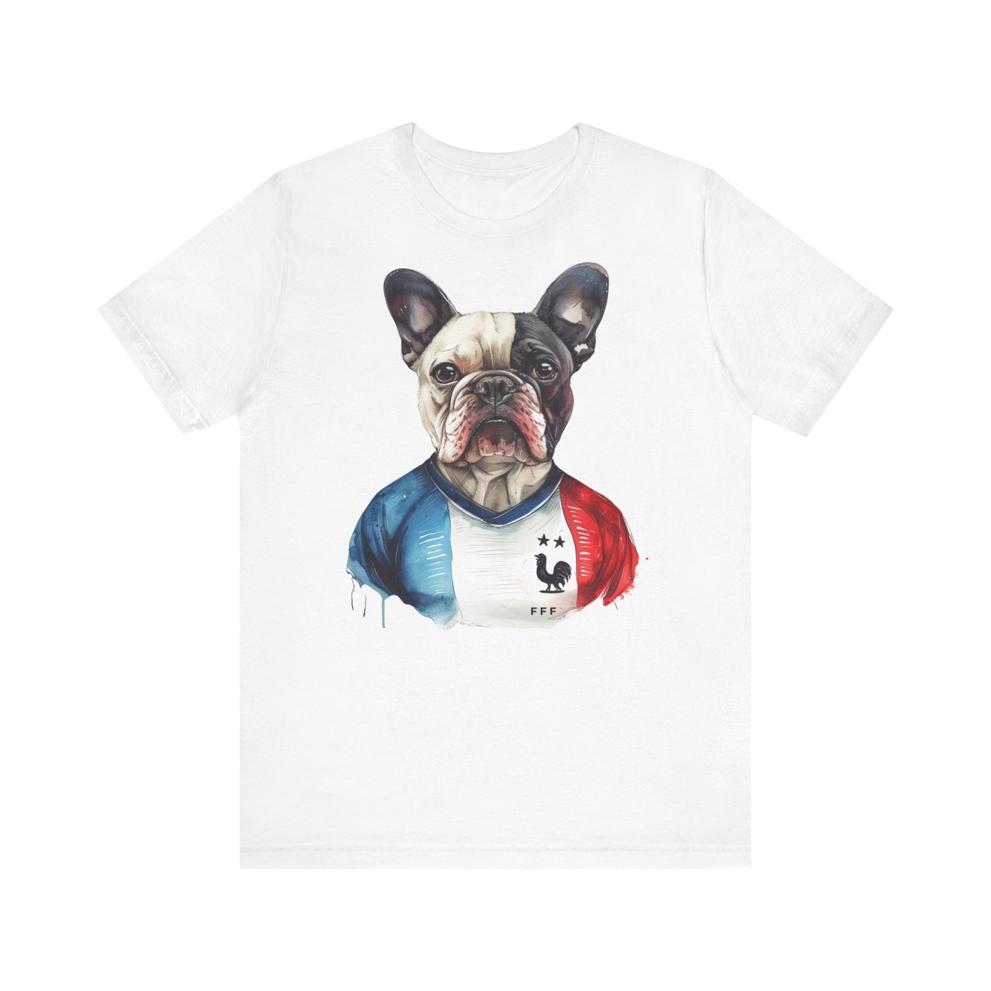 Unisex T-Shirt Fußball Fan Wuffis I EM 2024 I Französische Bulldogge I Team Frankreich