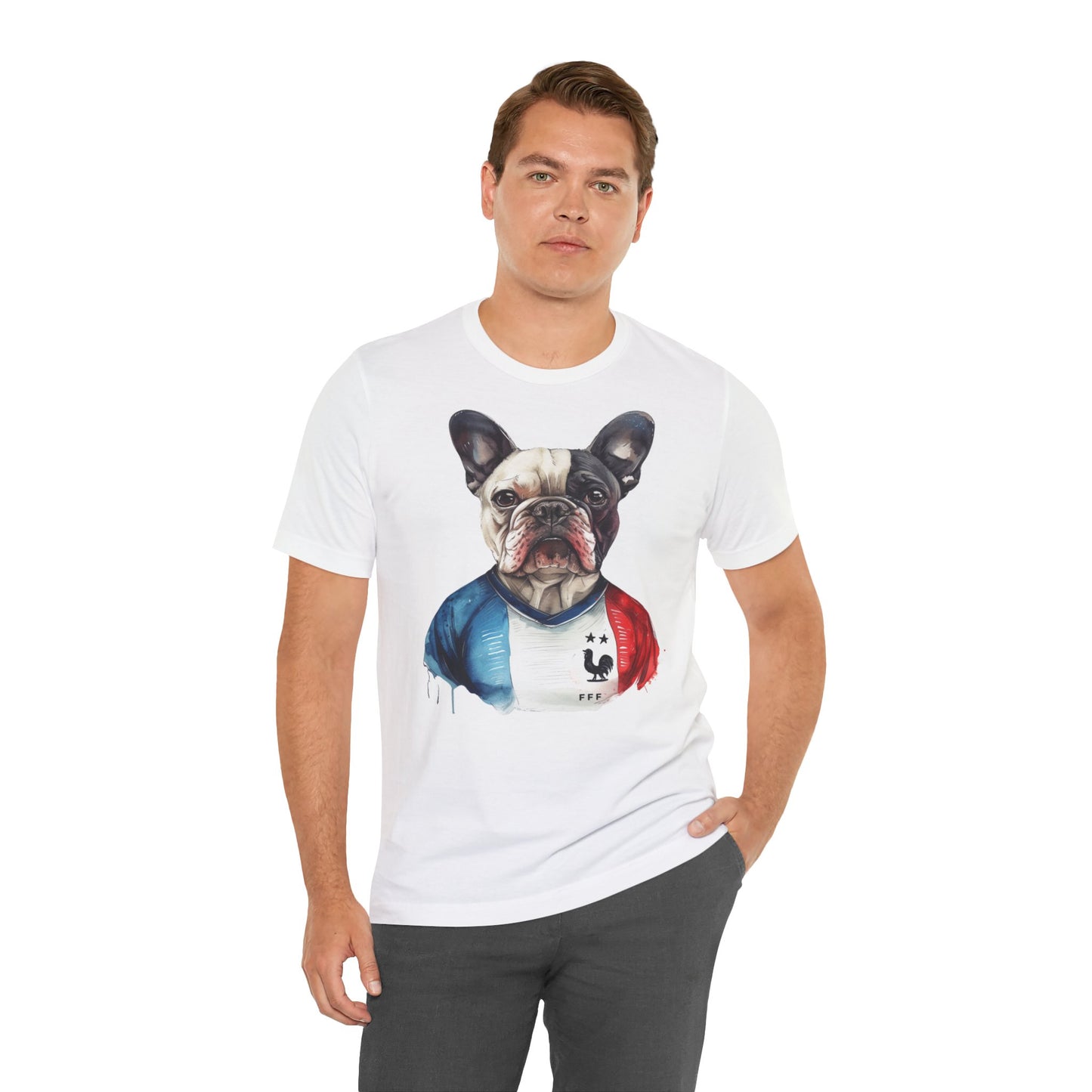 Unisex T-Shirt Fußball Fan Wuffis I EM 2024 I Französische Bulldogge I Team Frankreich