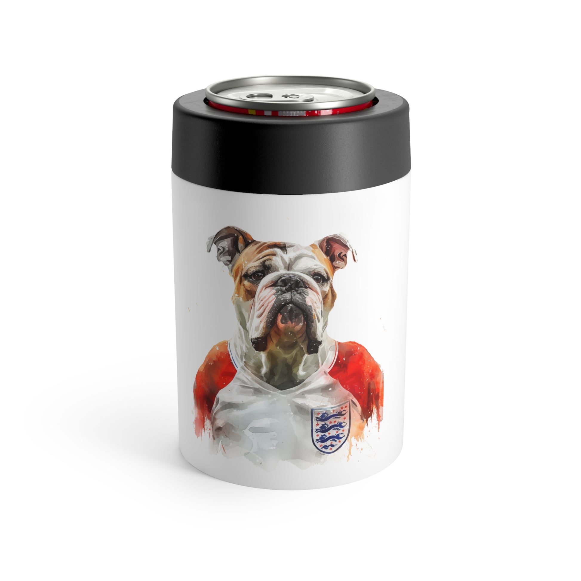 Dosenhalter Getränkekühler Hundemotiv Englische Bulldogge im Fußballtrikot England