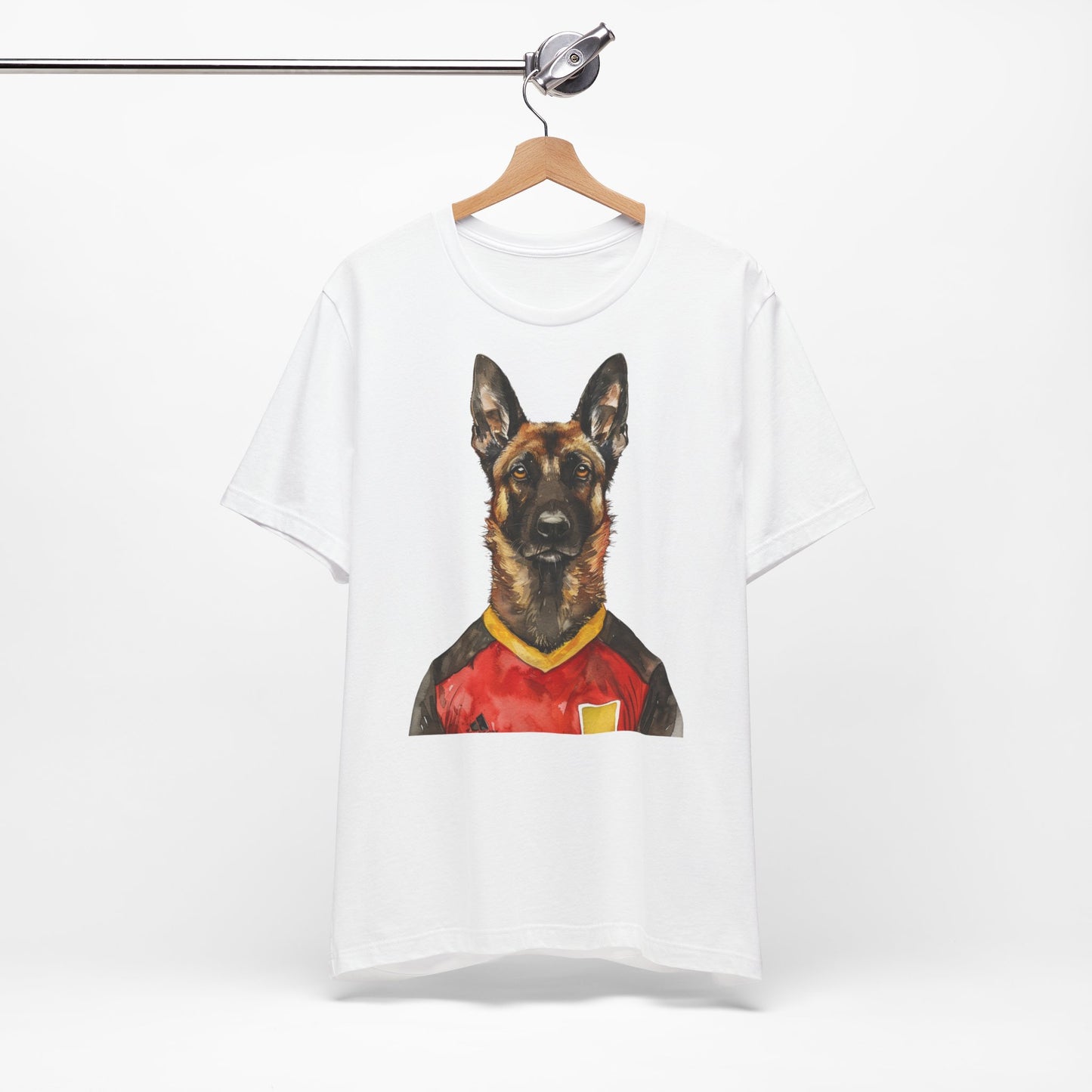 T-Shirt zur EM Malinois Belgischer Schäferhund im Fußball Trikot Belgien