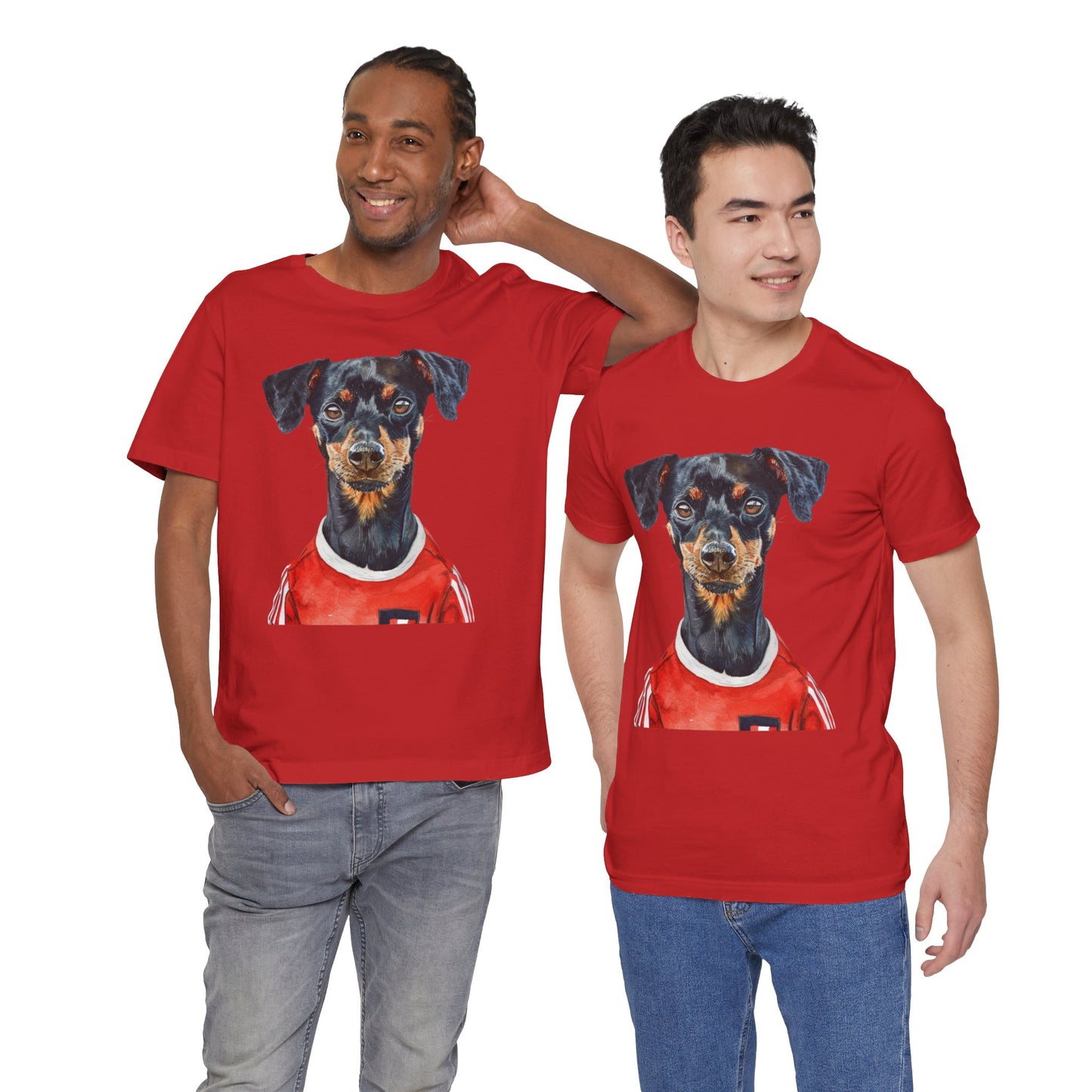 Unisex T-Shirt Fußball Fan Wuffis I EM 2024 I Österreichischer Pinscher I Team Österreich