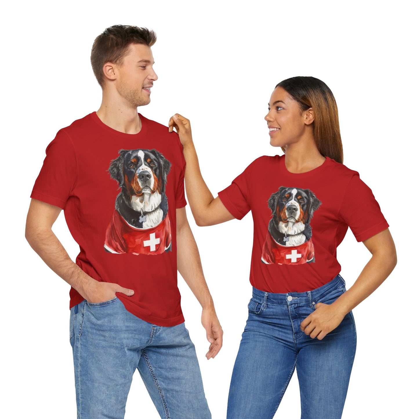 Unisex T-Shirt Fußball Fan Wuffis I EM 2024 I Berner Sennenhund I Team Schweiz