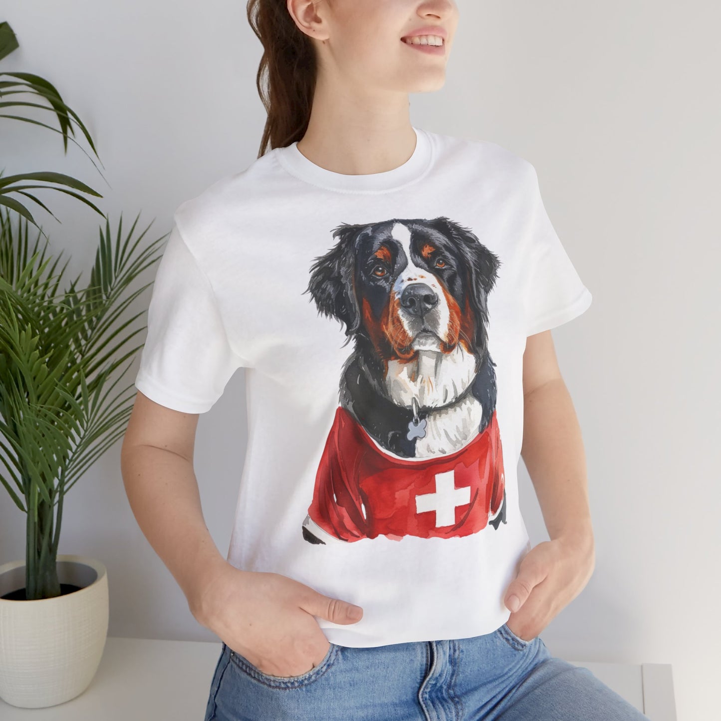 Unisex T-Shirt Fußball Fan Wuffis I EM 2024 I Berner Sennenhund I Team Schweiz