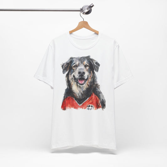 T Shirt mit Motiv Hund im Fußball Trikot Albanien