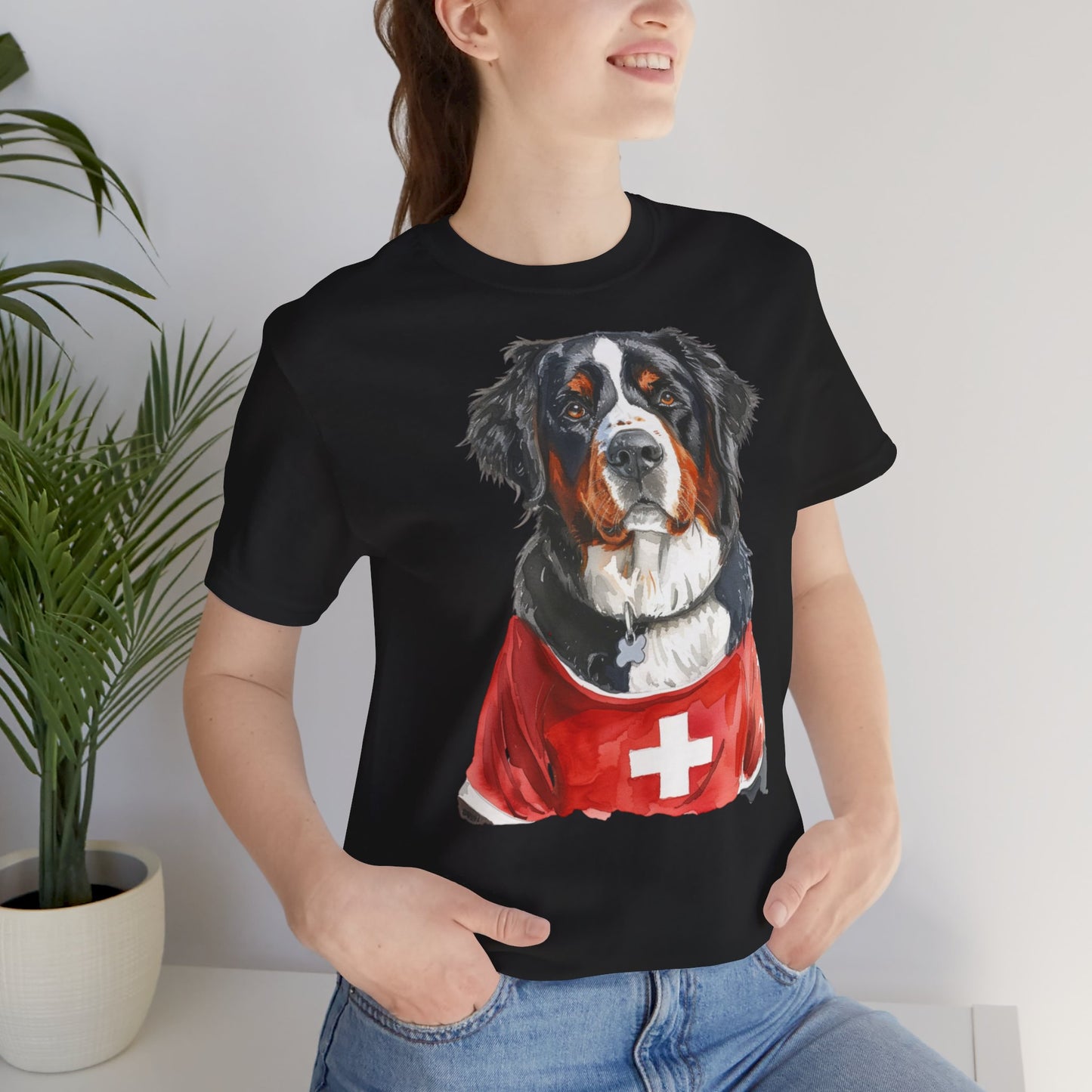 Unisex T-Shirt Fußball Fan Wuffis I EM 2024 I Berner Sennenhund I Team Schweiz