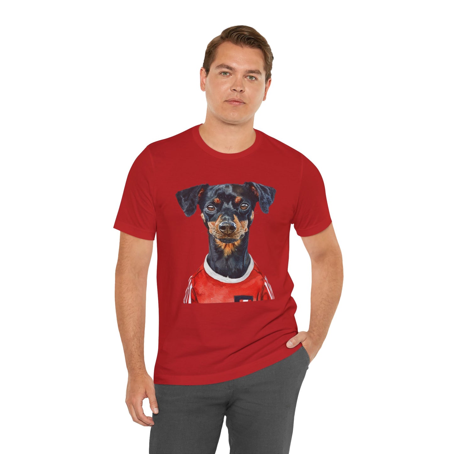 Unisex T-Shirt Fußball Fan Wuffis I EM 2024 I Österreichischer Pinscher I Team Österreich