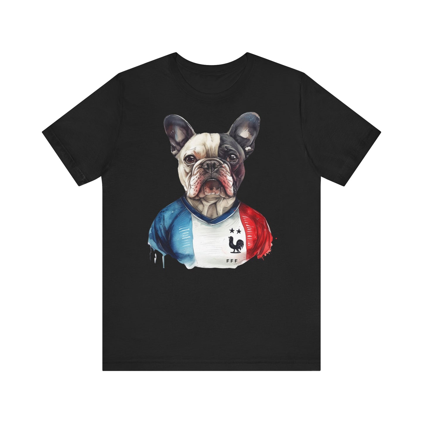 Unisex T-Shirt Fußball Fan Wuffis I EM 2024 I Französische Bulldogge I Team Frankreich