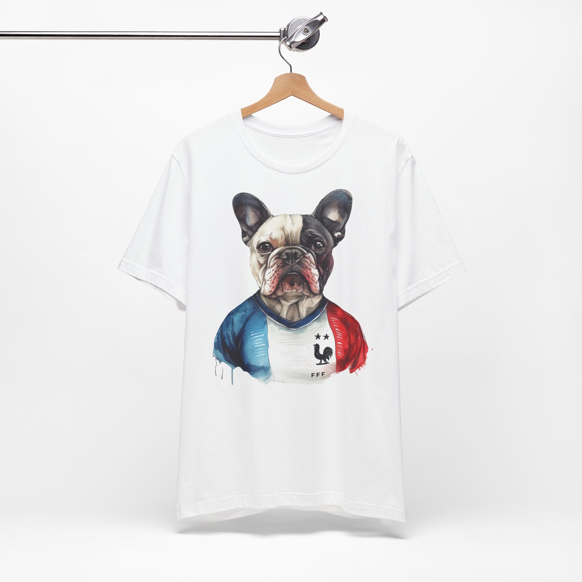 T-Shirt zur EM mit Französische Bulldogge im Fußball Trikot Frankreich