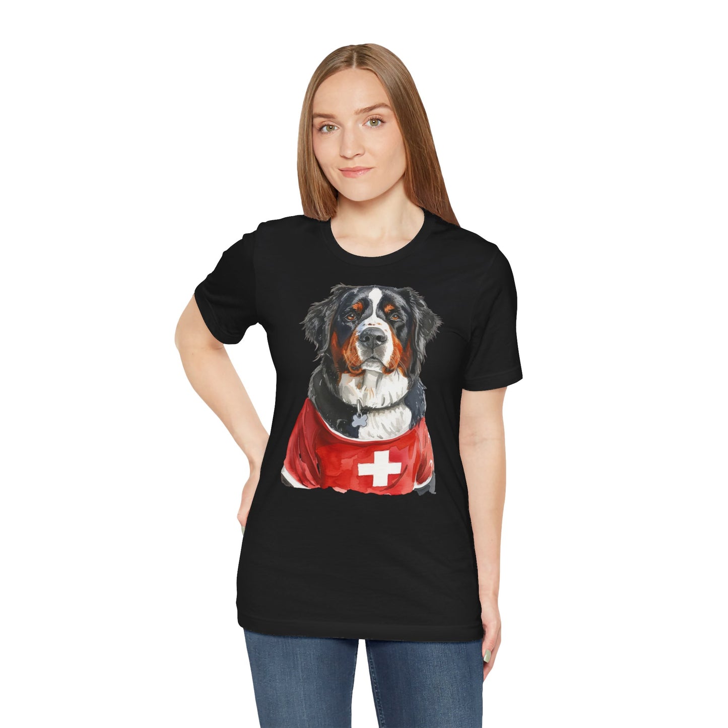 Unisex T-Shirt Fußball Fan Wuffis I EM 2024 I Berner Sennenhund I Team Schweiz