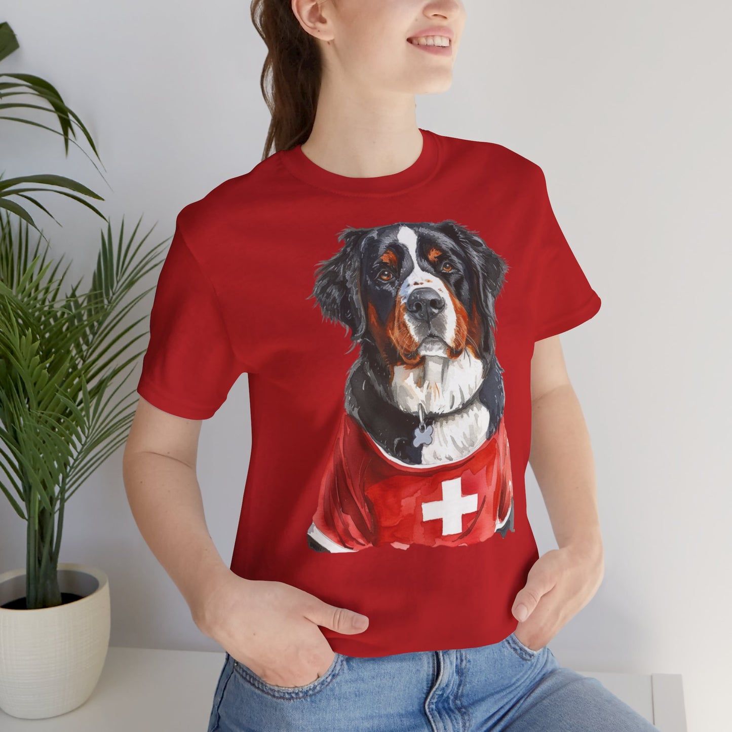 Unisex T-Shirt Fußball Fan Wuffis I EM 2024 I Berner Sennenhund I Team Schweiz