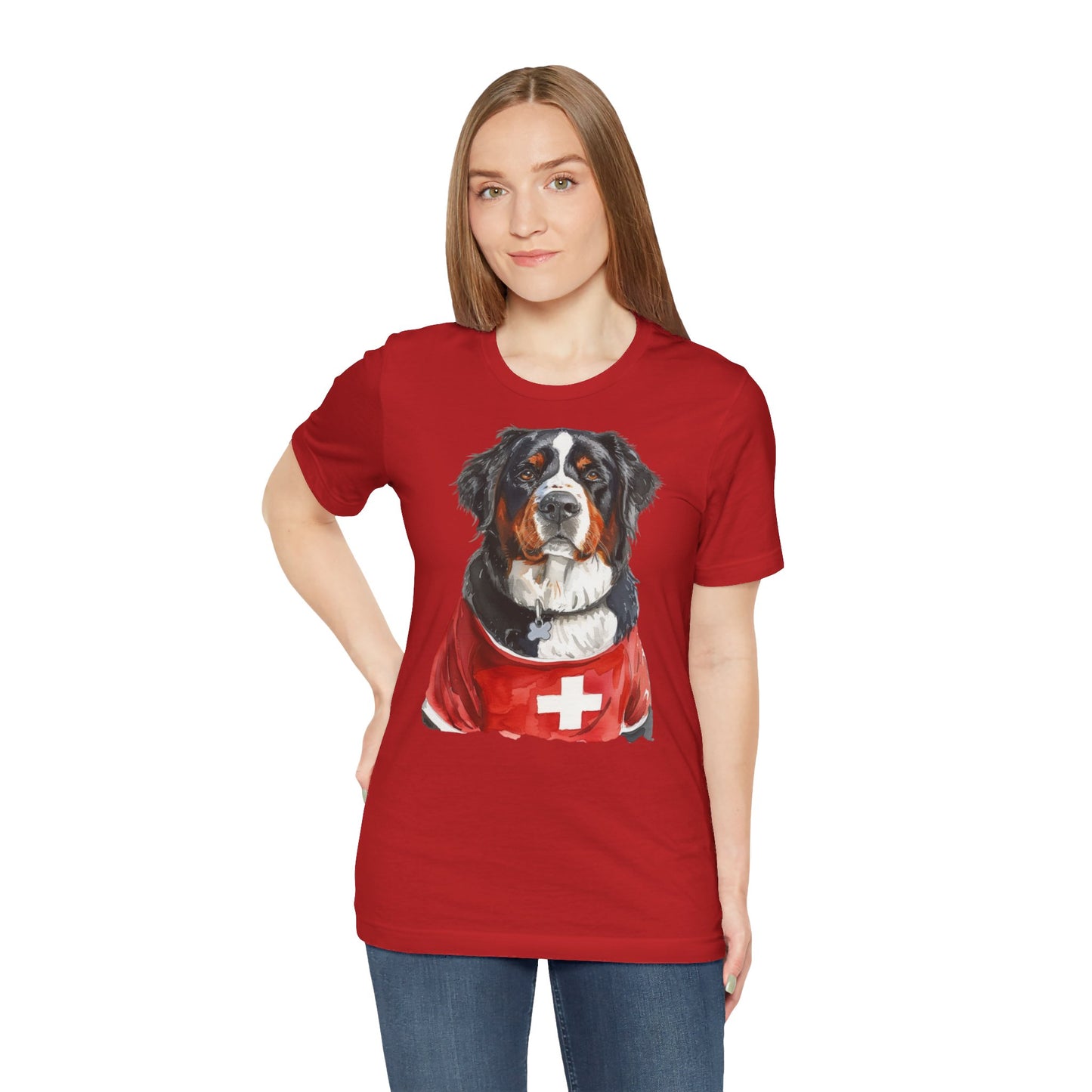 Unisex T-Shirt Fußball Fan Wuffis I EM 2024 I Berner Sennenhund I Team Schweiz