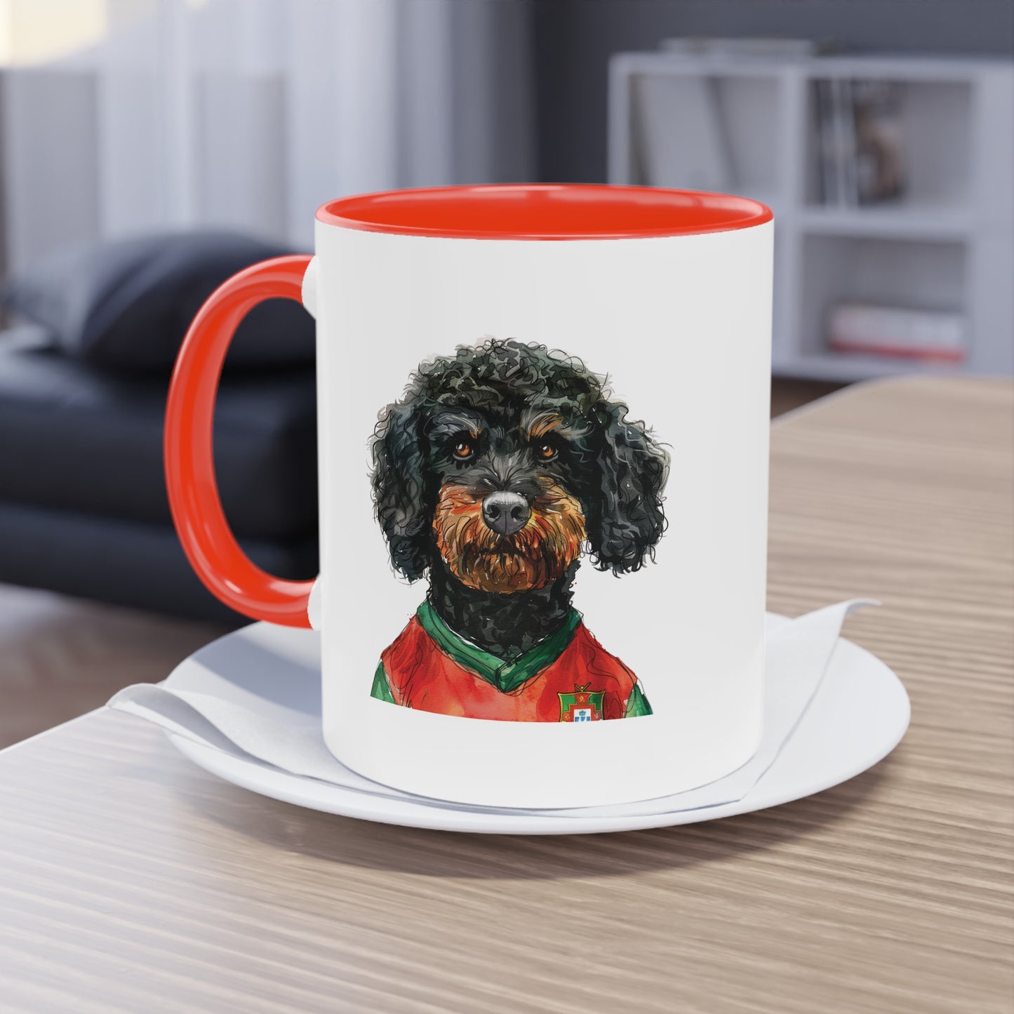 Hunde Tasse Fußball Fan Wuffis I EM 2024 I Portugiesischer Wasserhund I Team Portugal