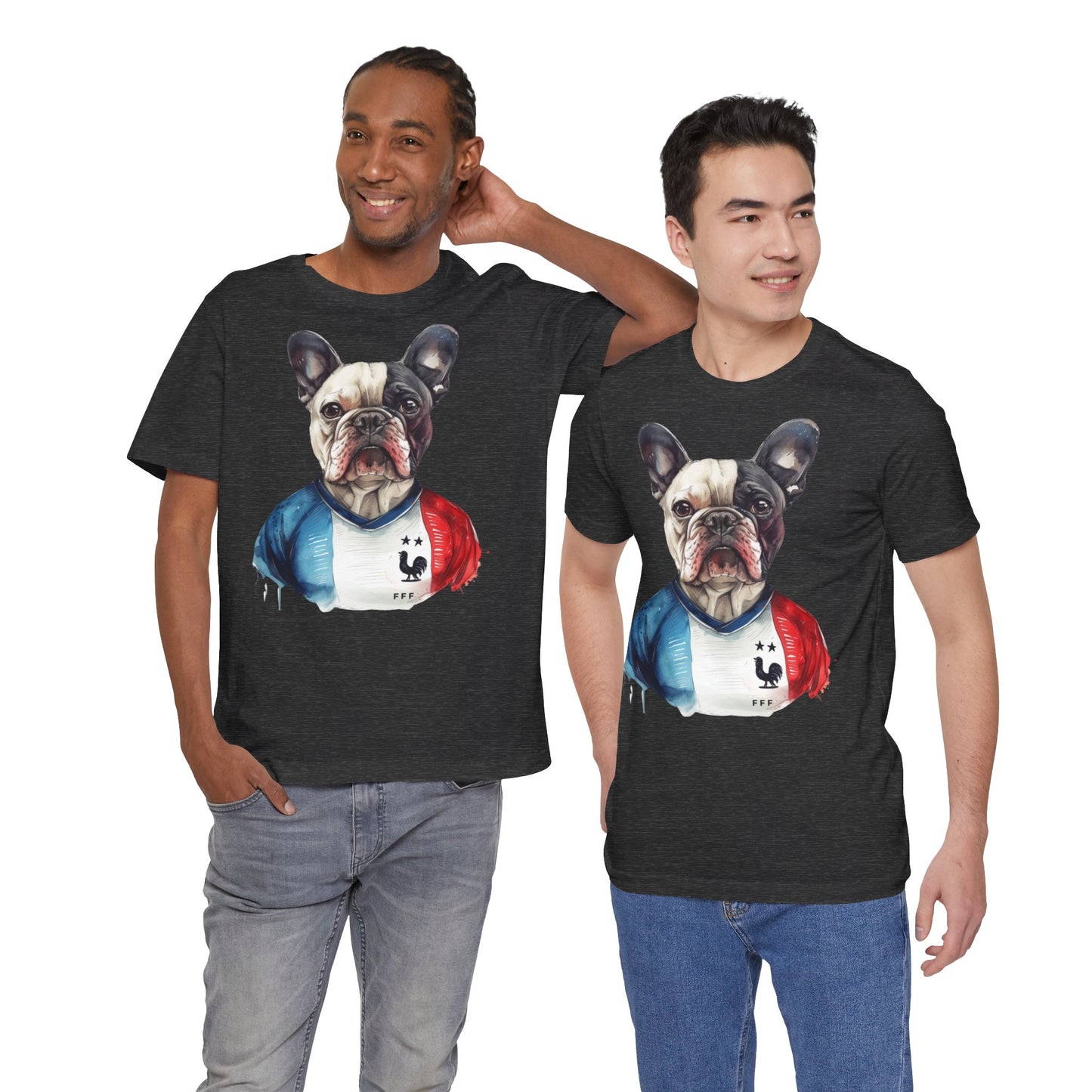 Unisex T-Shirt Fußball Fan Wuffis I EM 2024 I Französische Bulldogge I Team Frankreich