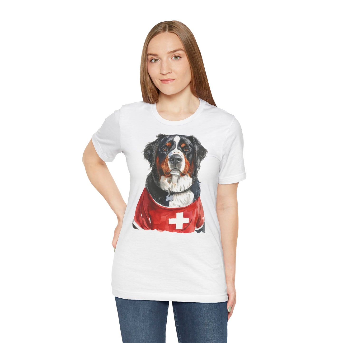 Unisex T-Shirt Fußball Fan Wuffis I EM 2024 I Berner Sennenhund I Team Schweiz